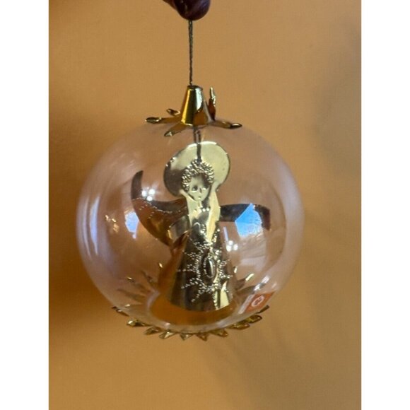 Vintage Resi Lenz Gold Foil Angel Blown Glass Ornament Western Germany C1960's - Picture 7 of 7